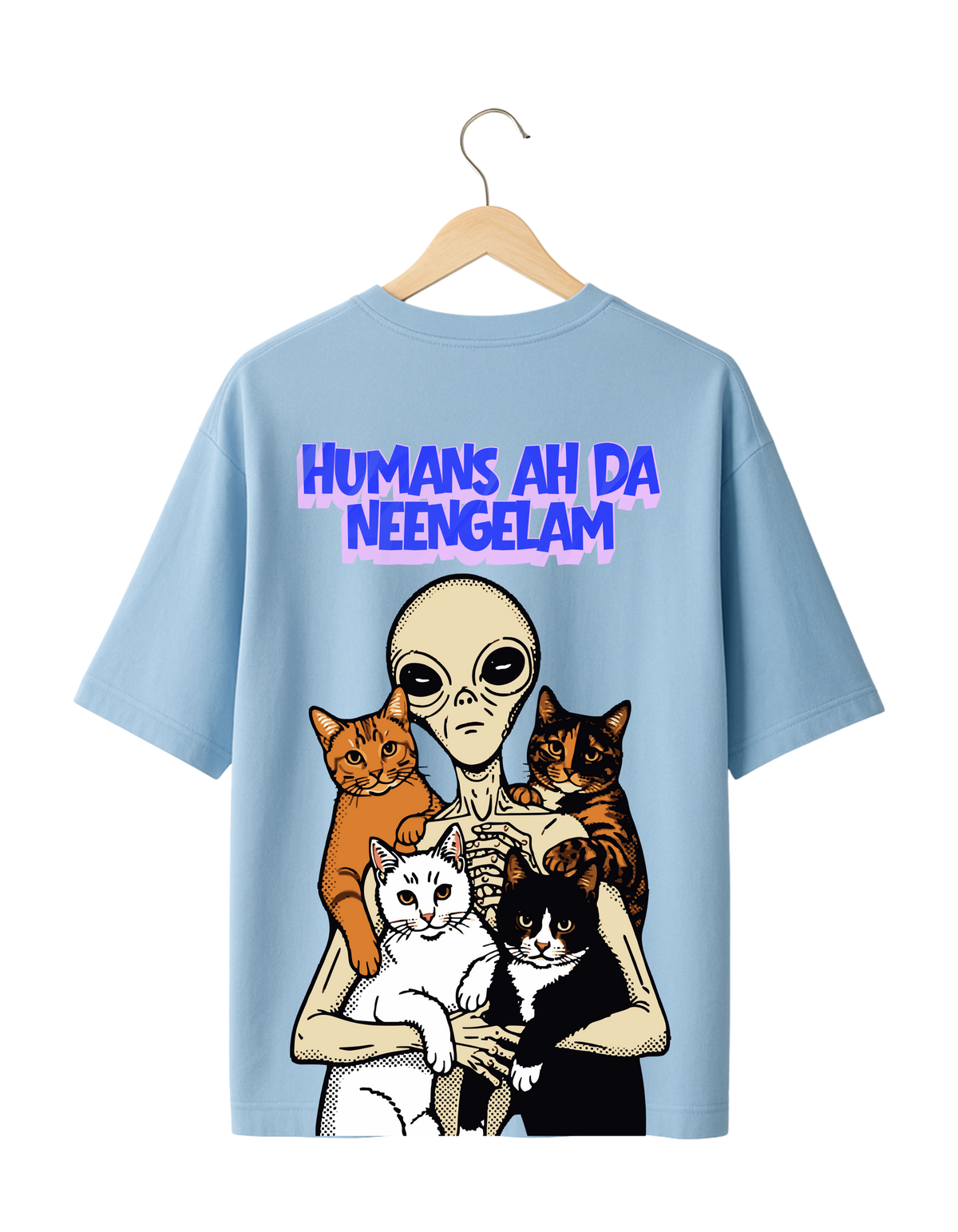 Tamil Alien Cat Oversized T-Shirt | HUMANS AH DA NEENGELAM™ | TAMED