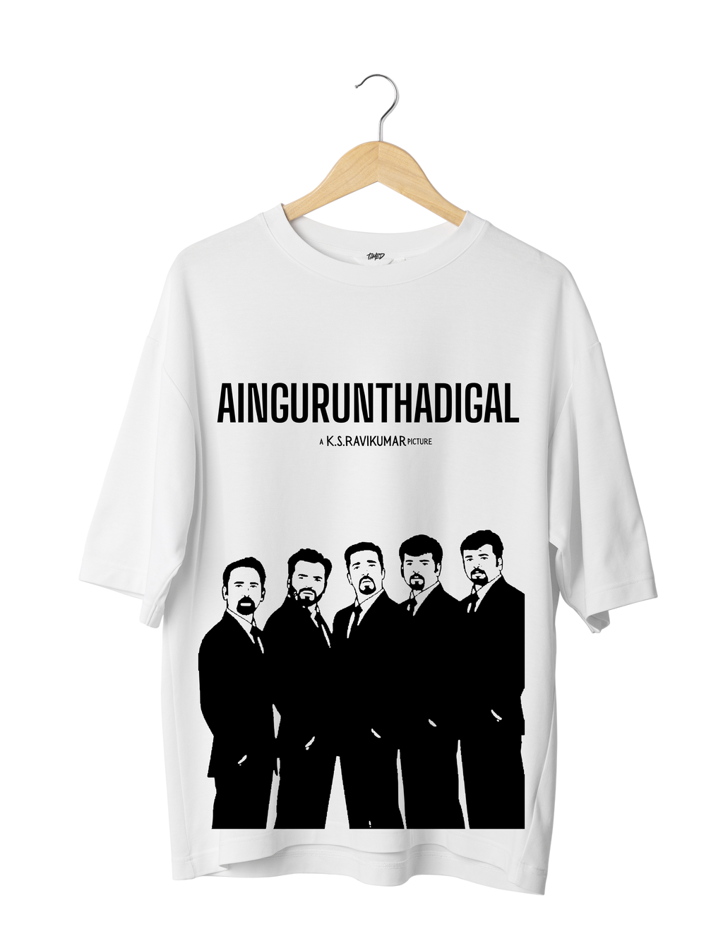 AINGURUNTHADIGAL™ – Premium Oversized White Graphic T-Shirt | Tamil Cinema Streetwear