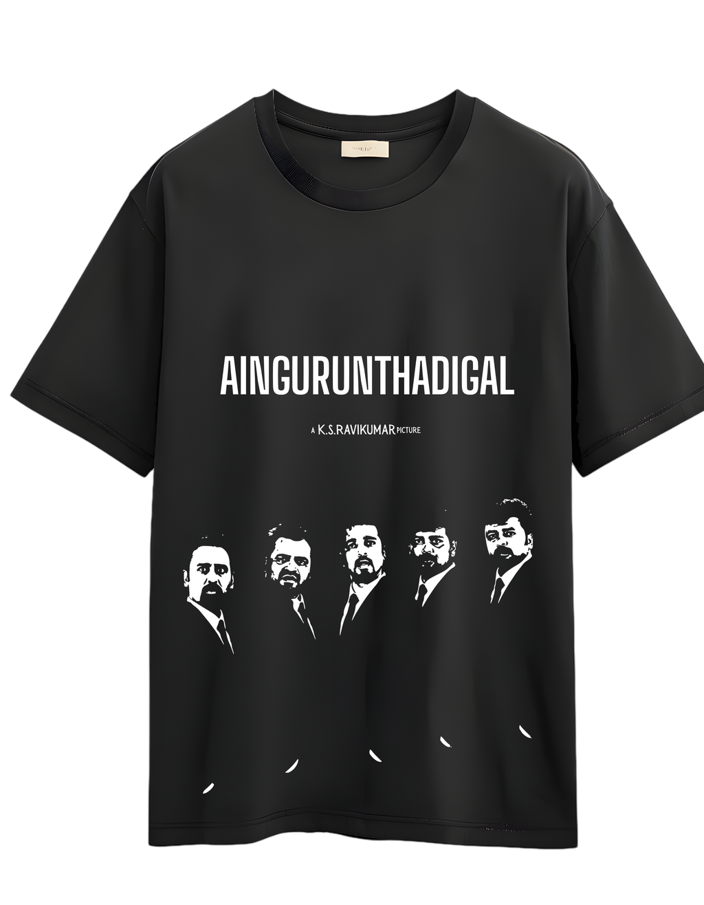 AINGURUNTHADIGAL™ – Premium Oversized White Graphic T-Shirt | Tamil Cinema Streetwear