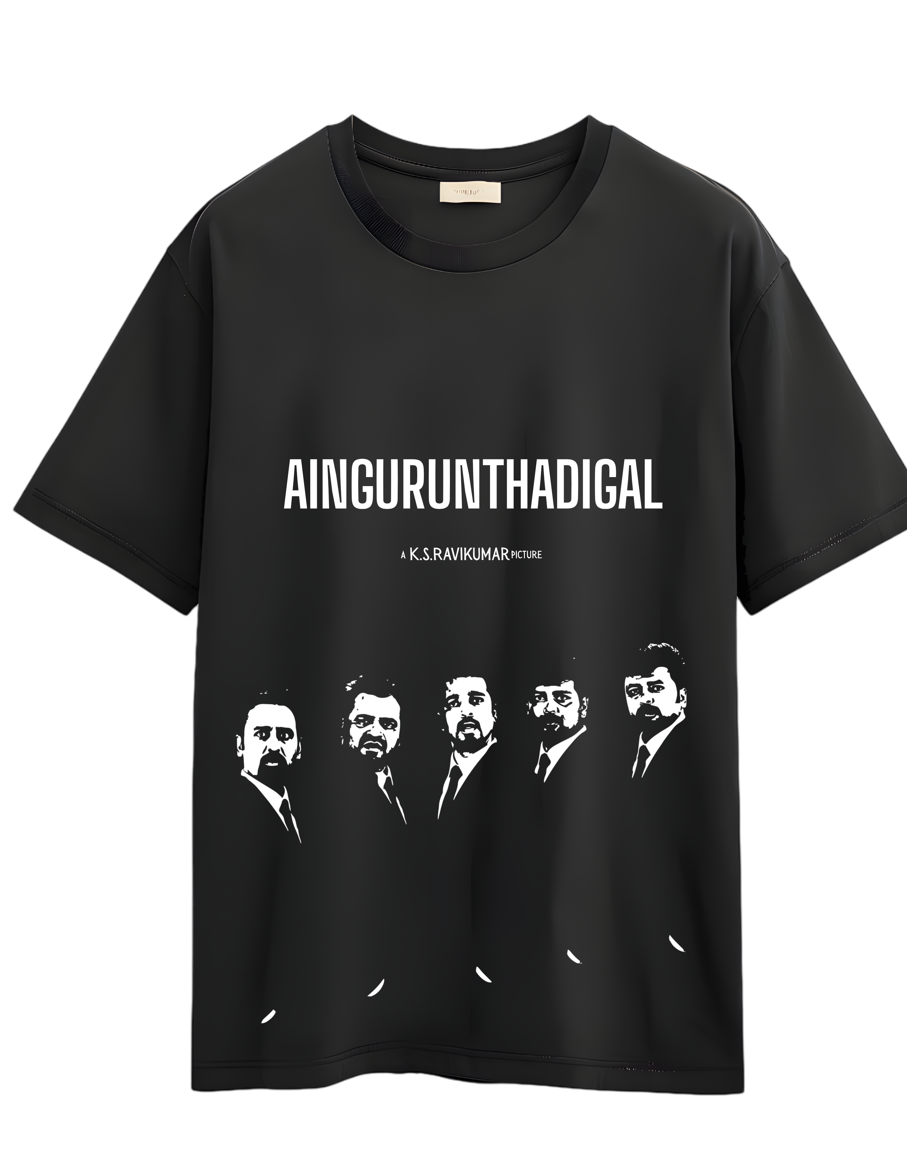 AINGURUNTHADIGAL™ – Premium Oversized White Graphic T-Shirt | Tamil Cinema Streetwear